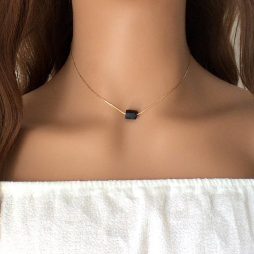 Black Tourmaline choker, 14k gold filled, healing necklace, protection